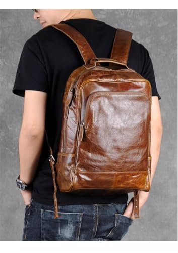 Sac à dos en cuir de vache véritable style vintage pour ordinateur 15 pouces - 2