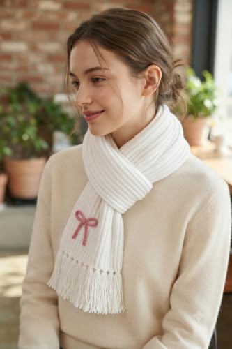 Image of KB STAR Cute Bow Women Casual Luxurious Premium Checkered Acrylic Woolen Muffler /Scarf /Stole for Winter
