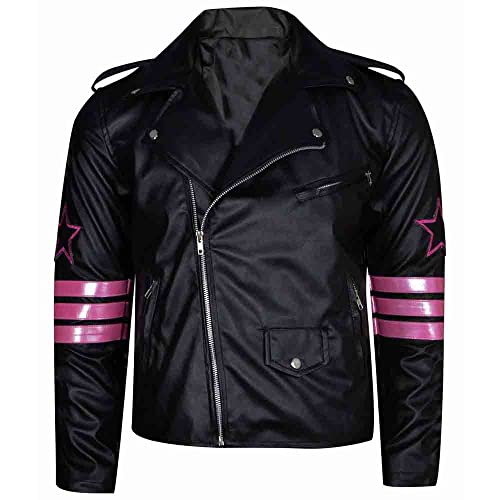 Hitman Bret Wrestler Hart Jacket Back Skull Embroidery Black Leather Jacket2