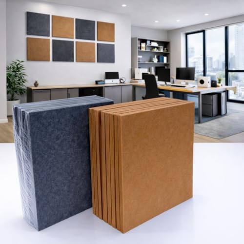 Image of MMT Acoustix Premium Felt Acoustic Panels for Offices, Bedrooms & Studios | Sustainable PET Felt Panels for Echo Reduction & Sound Absorption | 1x1 Ft, 9mm Thick | Lava Exceptional - Pack of 16