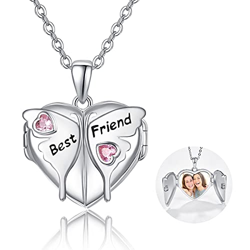 Butterfly Necklace that Holds Pictures Sterling Silver Best Friend Pendant Locket Necklace Gifts for Women Girls