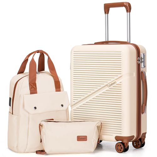 Cosbarn Carry On Luggage 22x14x9 Airline Approved, 20 Inch Carry on Suitcases with Wheels, ABS...