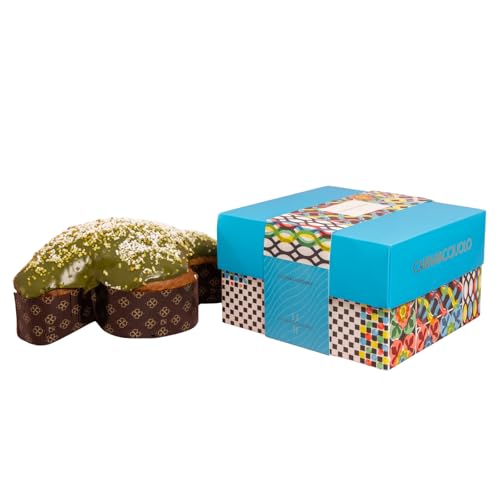 CANNAVACCIUOLO - Colomba al Pistacchio con Cioccolato Bianco, Copertura Verde Lucente con Perle Croccanti e Granella di Pistacchio Pralinata 750g