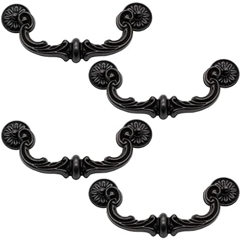 Biaungdo 4 Pcs 151mm/6 Hole Center Pull Handles, Zinc Alloy Rustic Vintage Style Drop-Down Bail Swing Dresser Pull Handle Antique Drawer Handles for Kitchen, Cabinet (7.3" Total Length) Cover