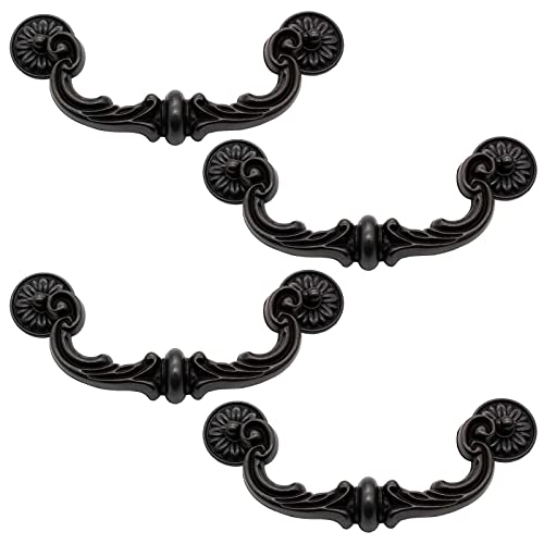 Biaungdo 4 Pcs 151mm/6 Inch Hole Center Pull Handles, Zinc Alloy Rustic Vintage Style Drop-Down Bail Swing Dresser Pull Handle Antique Drawer Handles for Kitchen, Cabinet (185mm/7.3" Total Length) - Image 3