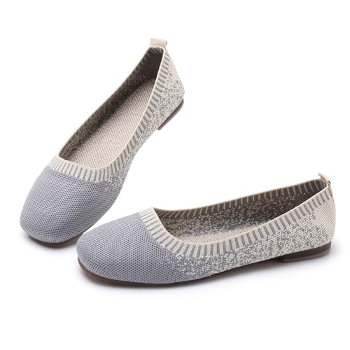 Image of RVROVIC Women Flat Shoes Knitted Lightweight Slip-on Loafers Breathabel Soft Comfortable Ballet Flats