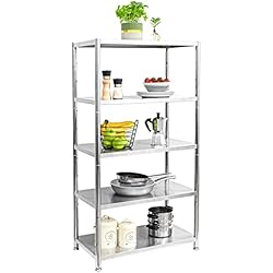 Estanteria Inoxidable EYEPOWER shelfr 5 Niveles Estantería Metálica - 74x41x140 Acero Inoxidable 200kg Estante de Almacenaje Metal