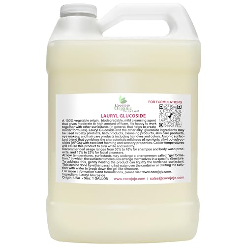 Dr Joe Lab Lauryl Glucoside Natural Surfactant - Surfactants for Soap Making, Lauryl Glucoside, DIY Shower Gel, Skin Care, Body and Face Wash, Plant Derived, Natural - 1 Gallon (Pack of 1)