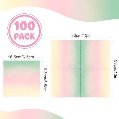 Peony Man PASTEL RAINBOW NAPKINS-01 100 Pcs Pastel Rainbow Napkins Rainbow Luncheon Paper Napkins Pastel Rainbow Disposable Party Napkins thumb #1