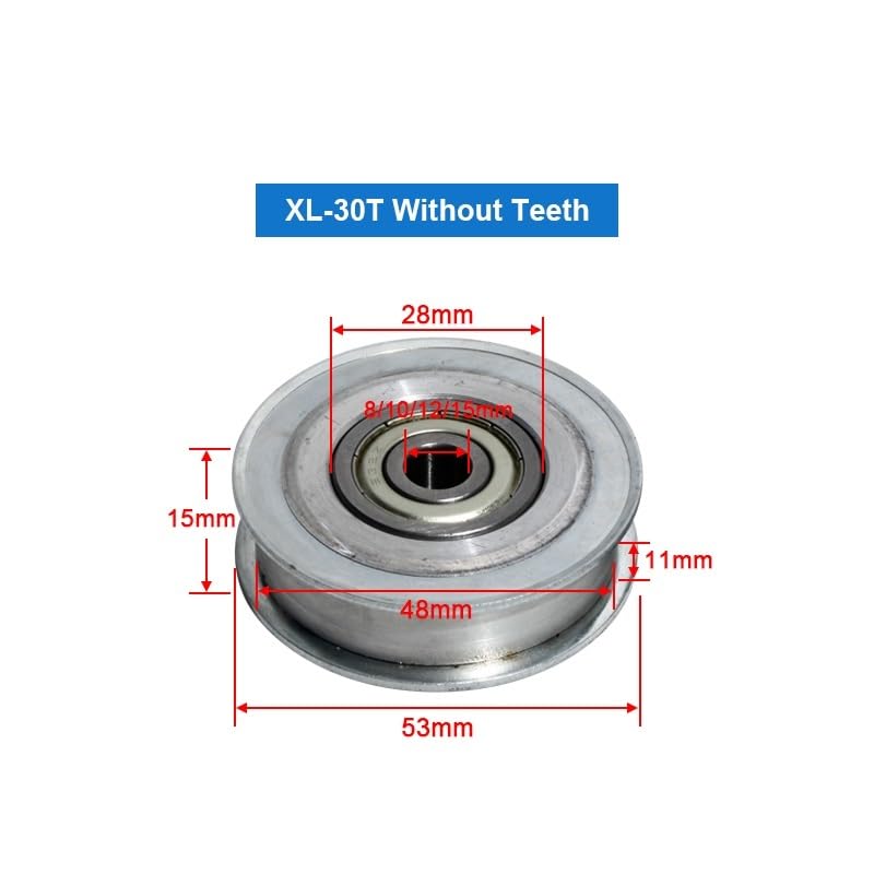 Durable 2pcs XL Type 30T Idler Pulleys, Transmission Idler Pulley Width 11mm Bore 8/10/12/15mm Bearing Timing Belt Pulley (Size : 8mm, Style : with Teeth)