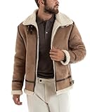 giubbotto montone in inglese Tipo: Montone Giubbotto Uomo Giacca Montone Aviatore Pelliccia Casual Double Face Vari Colori (M, Tortora)