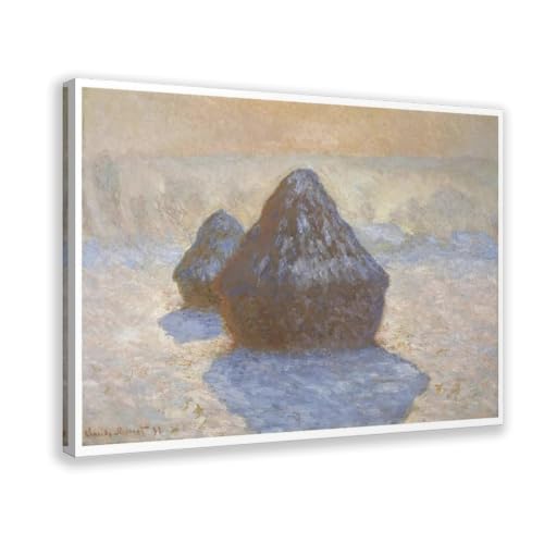 Art mural impressionniste Haystacks en affiche sur toile 20x30 cm pour décoration de chambre