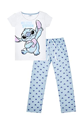 Disney We Love Stitch Damen Pyjama-Set, lang, grau, 20-22