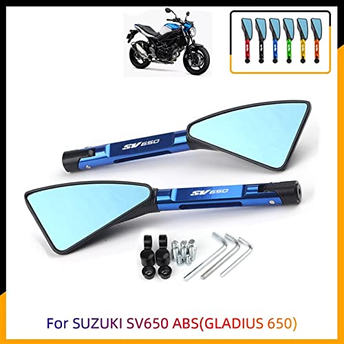 Espejo retrovisor triangular azul de aluminio CNC para Suzuki SV650 verde 3