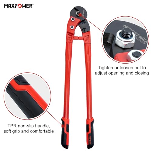 Image of MAXPOWER Wire Cutters, 24-Inch Heavy Duty Wire Rope Cutter, Heavy Duty Strength Steel Cable Cutter for Hard Wire Ropes, Stainless Steel Wires