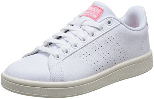 adidas Cloudfoam Advantage Clean, Baskets Basses Femme, Blanc (Footwear White/Footwear White/Ray Pink), 36 2/3 EU