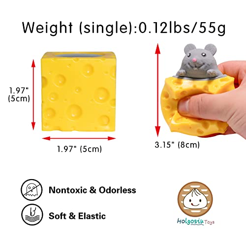 Image of Holgosiu Squishy Mice Stress Relief Rat Fidgets in Cheese Anxiety Relief Squeeze Ball Squish Mouse Toys