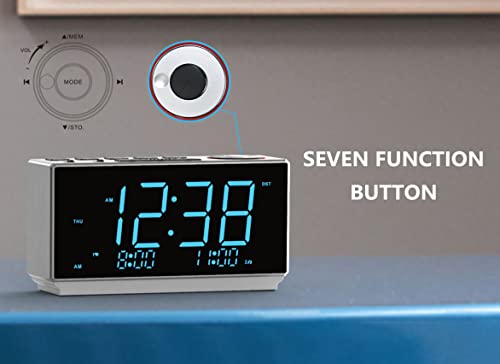 Itoma Alarm Clock With Fm Radio, Usb Charging, 1.8'' Ice Blue Led Display, Night Light, Dual Alarm, Snooze, Dimmer Control, Bedside Office Electronic Clock Cks508 #TOP4