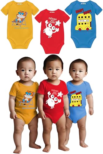Image of Toddylon Baby Romper New Born Clothes Dress Night Suit Bodysuit Cotton Boys & Girls Gift Half Sleeve Body suit Onesies for Newborn Unisex Summer Rompers
