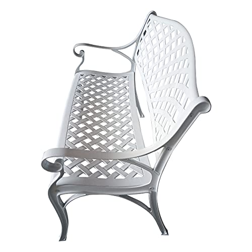 Oakland Living Luxury High-End Cast Aluminum Outdoor Patio Bench, White #TOP2
