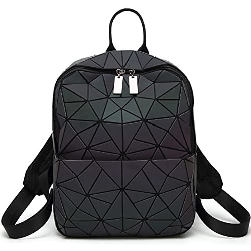 HOTONE Luminous Geometric Fashion Backpack Color Changing Purse and Handbags Crossbody Purse for Women and Wallet