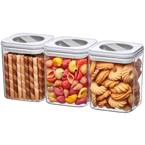 Amazing Abby - Carol - 72-Ounce Acrylic Canister (Set of 3), Plastic Airtight Food Container, Stackable for Pantry Storage, BPA-Free and Shatter-Proof, Perfect for Home and Commercial Use