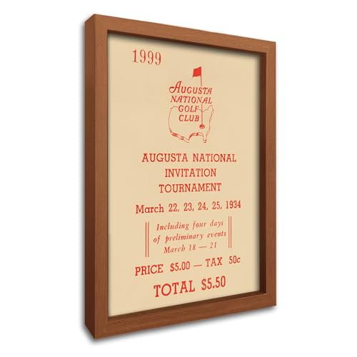 Framed Vintage Golf Wall Decor, Masters Golf Augusta National 1934 Tournament Wall Art Canvas Poster For Living Room Bedroom Office Decorations (8' X 10')