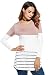 Etuoji Women Tunic Tops O-Neck Shirt Long Sleeve Contrast Color Lace Patchwork