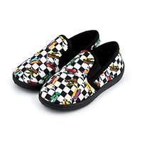 Hot Wheels Boys Slippers – Comfortable Anti-Slip Indoor House Shoes with Checkered Design, Rubber Sole, Racing Car Print – Range of UK Kids Shoe Sizes -