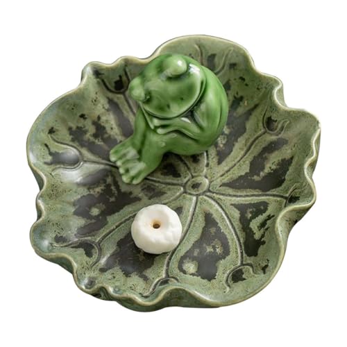 Porte-parfum grenouille céramique verte compact pour table de thé
