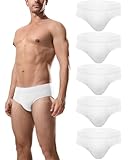Channo Slip Homme Doux Coton: Lot de 5 Slips Confortables et Respirants(Blanc, XL)