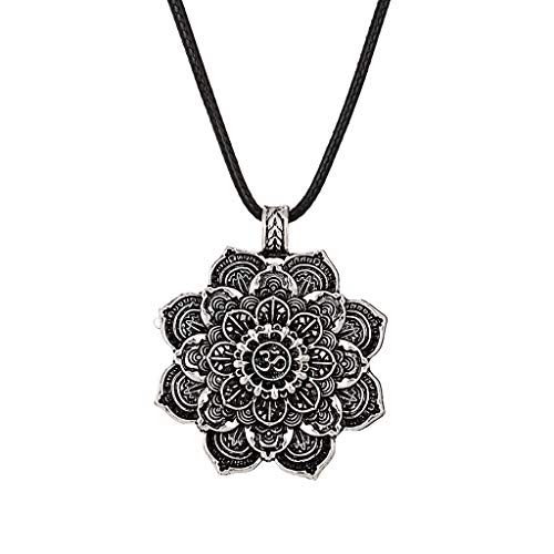 Preisvergleich Produktbild niumanery Om Lotus Mandala Anhänger Halskette tibetischen buddhistischen Schutz Meditation Schmuck 2# PU Leder Kette