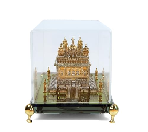 Image of 24K Premium Gold Plated Idol /Model of Golden Temple for Decor the Temple Medium [5.50x3.5x3.5 inches], Glass