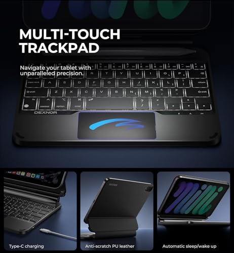 Image of Dexnor for iPad mini 7 (A17 Pro) /Mini 6 Case with Keyboard, Magnetic Floating Cantilever Stand with Trackpad Pencil Holder Backlit Keyboard Case for iPad mini 7th(2024) /6th (2021) Generation, Black
