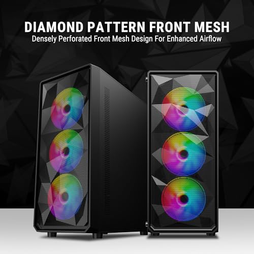 Ant Value Tempered_Glass VM41 Mid-Tower Computer Case/Gaming Cabinet - Black | Support ATX, M-ATX, ITX | Pre-Installed 3 Front & 1 Rear Rainbow Fans - Image 2