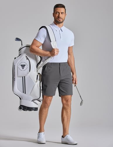 Image of COOFANDY Mens Golf Shorts 7 inch Inseam Lightweight Quick Dry Shorts Elastic Waistband with 3 Pockets UPF50