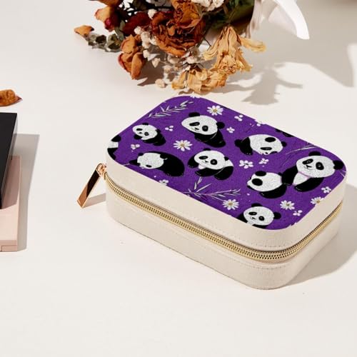 Bagues et colliers emmêlés ? Solutions avec la boîte à bijoux panda violet spacieuse - 8
