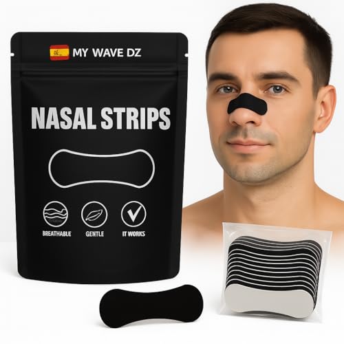 MY WAVE DZ| Tiras Nasales Deportivas - 30 Tiras Nasales para Dormir Antironquidos Regalo Tapones Oídos Nose Strips Nasal Strips Negras Deporte Mejor Rendimiento Deportivo Mejorar Respiracion