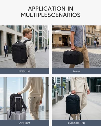 Image of Personal Item Bag 17x10x9 Flight Approved Travel Backpack | Shoe Wet Compartment USB Charging Port Waterproof Causal Bookbag Work Black