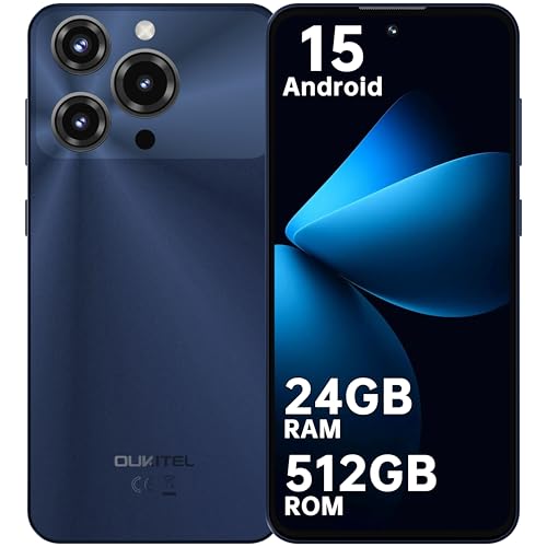 OUKITEL C69 SIM-Free & Unlocked Mobile Phones 2025 - Android 15, 7.2" Display Smartphone, 24GB+512GB/1TB, 6000mAh Battery Phone, 64MP Camera, 5G Dual Sim/Face Unlock/GPS/NFC/BT5.0/Dark Blue