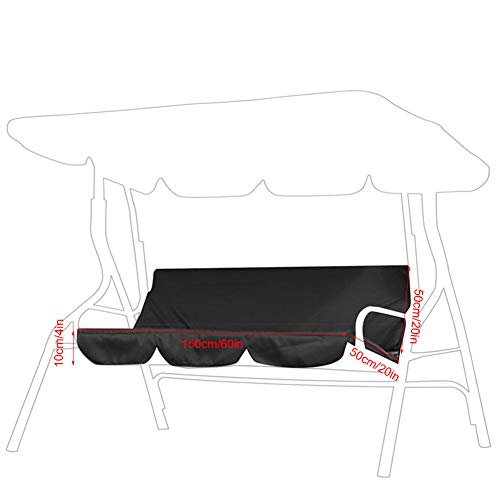 Valentine's Day Carnival Boquite Swing Seat Cushion Cover Set, 150X50X10Cm/59.1X19.7X3.9In Outdoor Swing 3‑Seat Chair Waterproof Cushion Replacement For Patio Garden Yard, Waterproof (Black) #TOP7