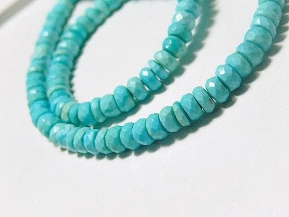 Perles turquoise facettées 5mm fil de pierre fine véritable pour création bijou