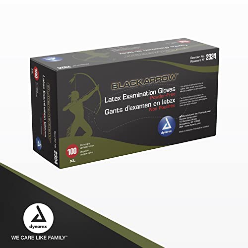 Dynarex Black Arrow Disposable Latex Exam Gloves, Powder-Free, Used In Healthcare And Professional Settings, Law Enforcement, Tattoo, Salon Or Spa, Black, Extra-Large, 1 Box Of 100 Gloves #TOP6