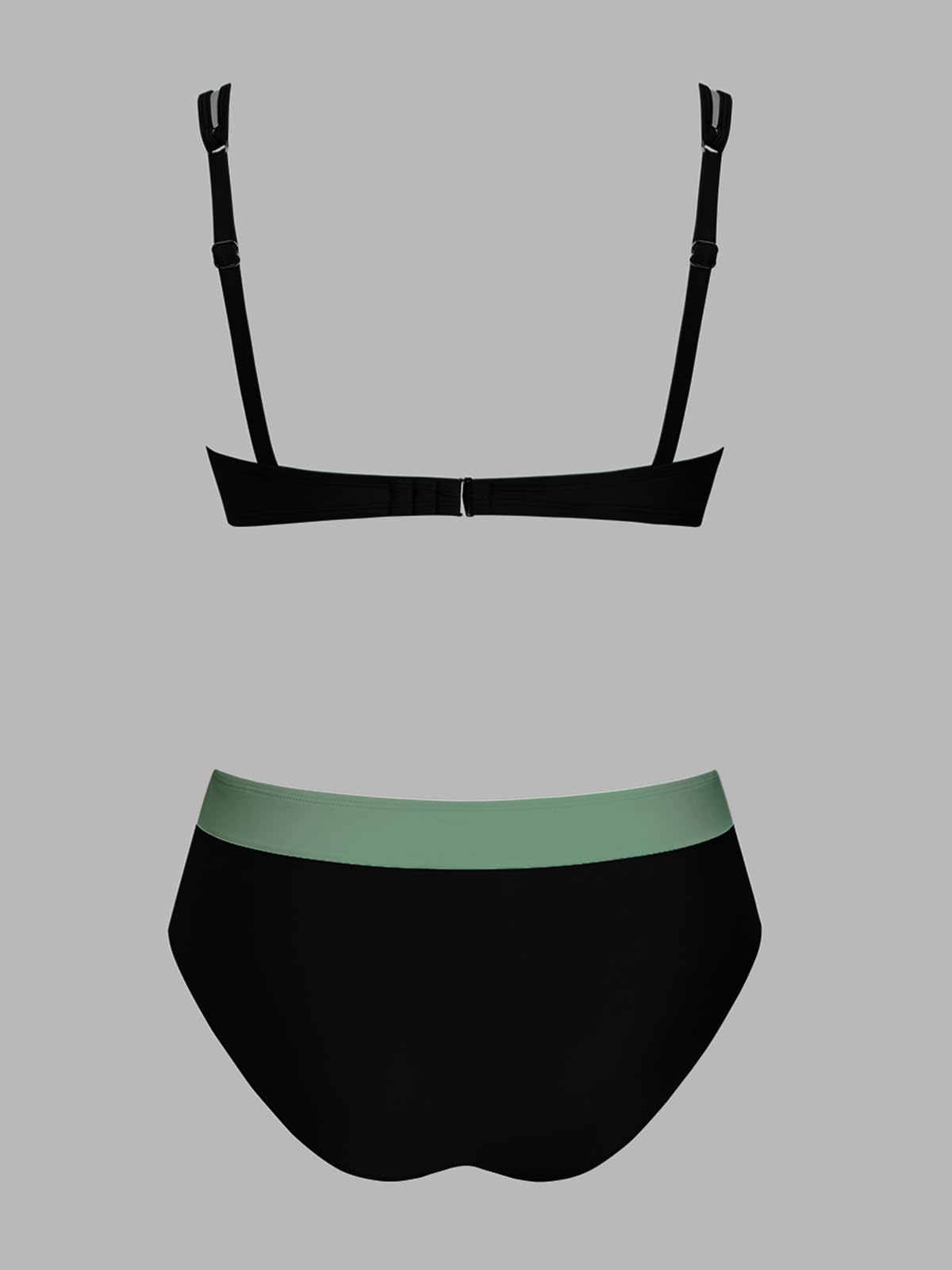 CUPSHE Maillot de bain bikini taille haute avec armatures et bretelles larges réglables avec fermeture à crochet