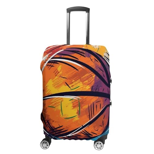 Colorful Basketball Luggage Cover, Washable Elastic Suitcase Cover Protector Fit 18-32 Inch Luggage
