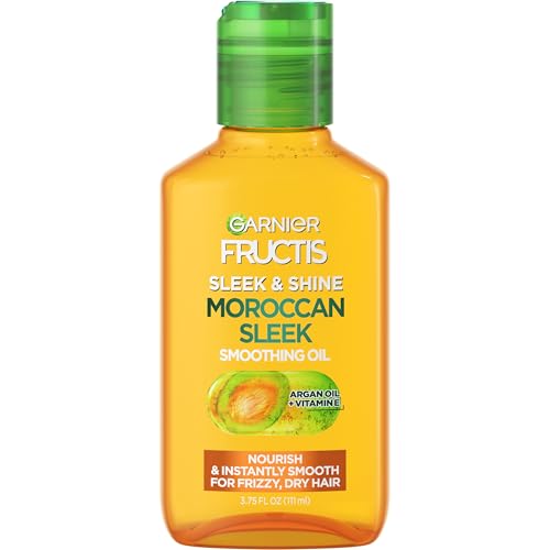 Garnier Fructis Sleek & Shine Moroccan Sleek Smoothing Oil for Frizzy, Dry Hair, Argan Oil, 3.75 Fl Oz, 1 Count (Packaging May Vary)