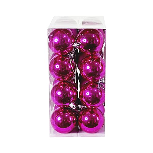 Kit C/24 Bolas de Natal Lisas/Foscas/Glitter de 6cm - Rosa