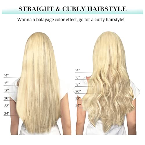Image of DOORES Human Hair Extensions Ash Brown to Platinum Blonde 120g 7pcs 16 Inch Remy Hair Extensions Clip in Human Hair Natural Hair Extensions Straight Thick