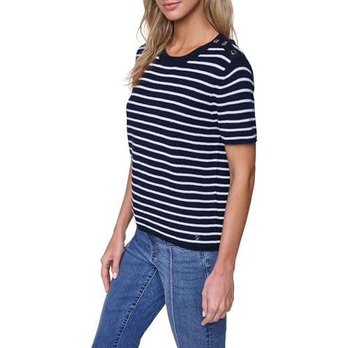 Image of Nautica Women's Crew Neck Solid Short Sleeve Sweater