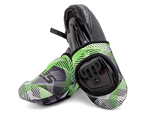 SLS3 Cycling Shoe Cover - Toe Covers - Bike Shoe Covers Neoprene Cold Weather – Biking Foot Covers Cycle Road Bike - Windproof Waterproof - No More Cold Feet (Green Geo, L/XL) - Thumbnail 6